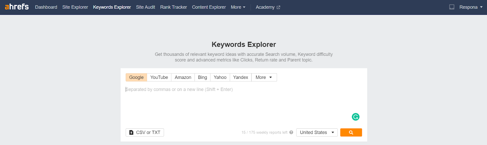 Ahrefs keyword explorer feature