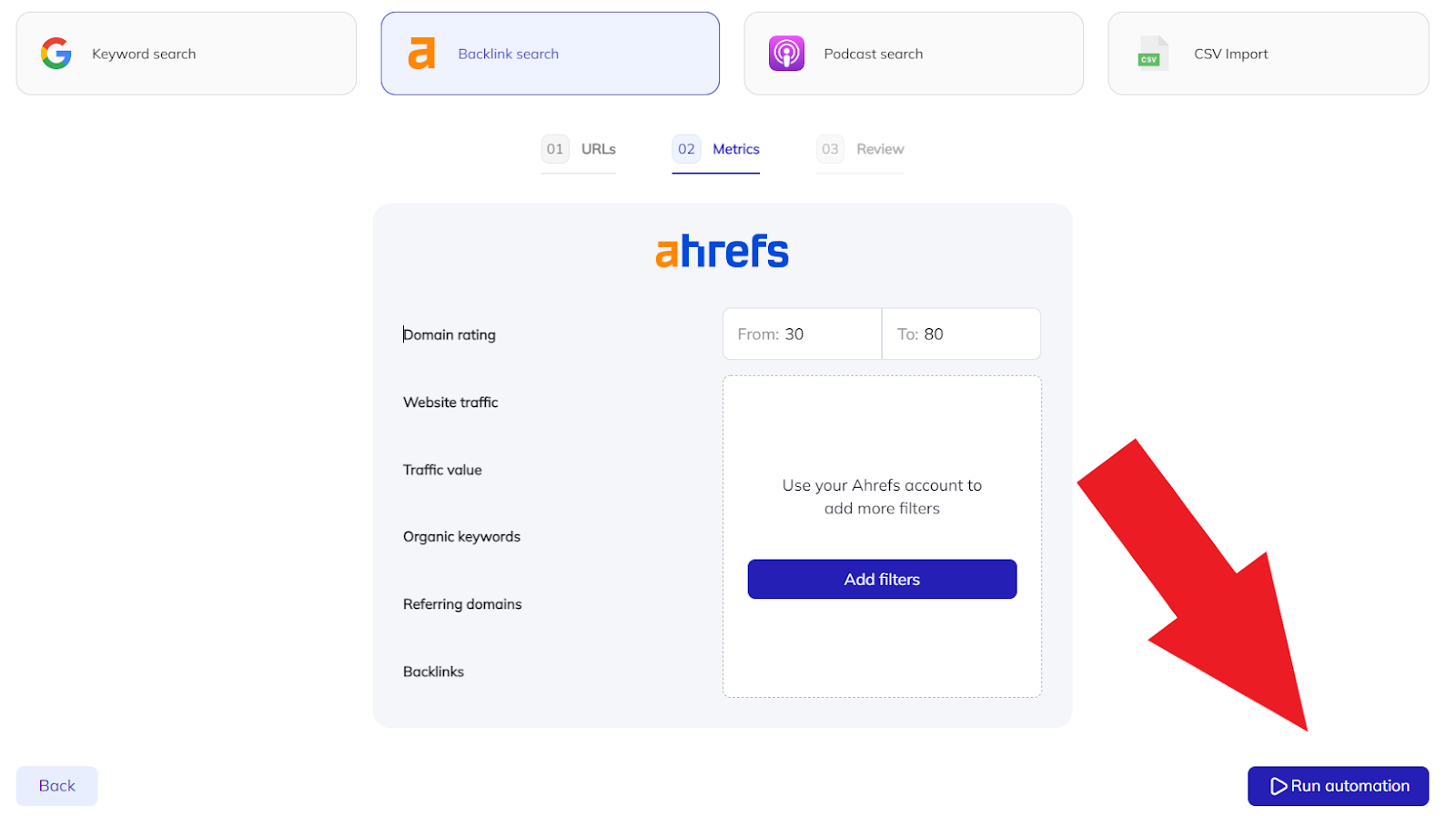 running the automation with respona