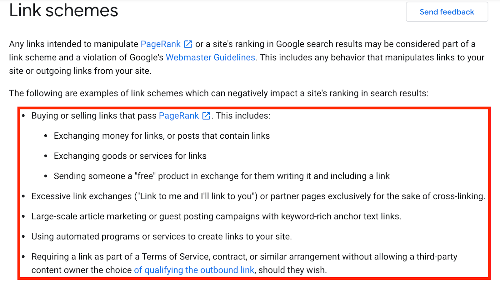 google on link schemes