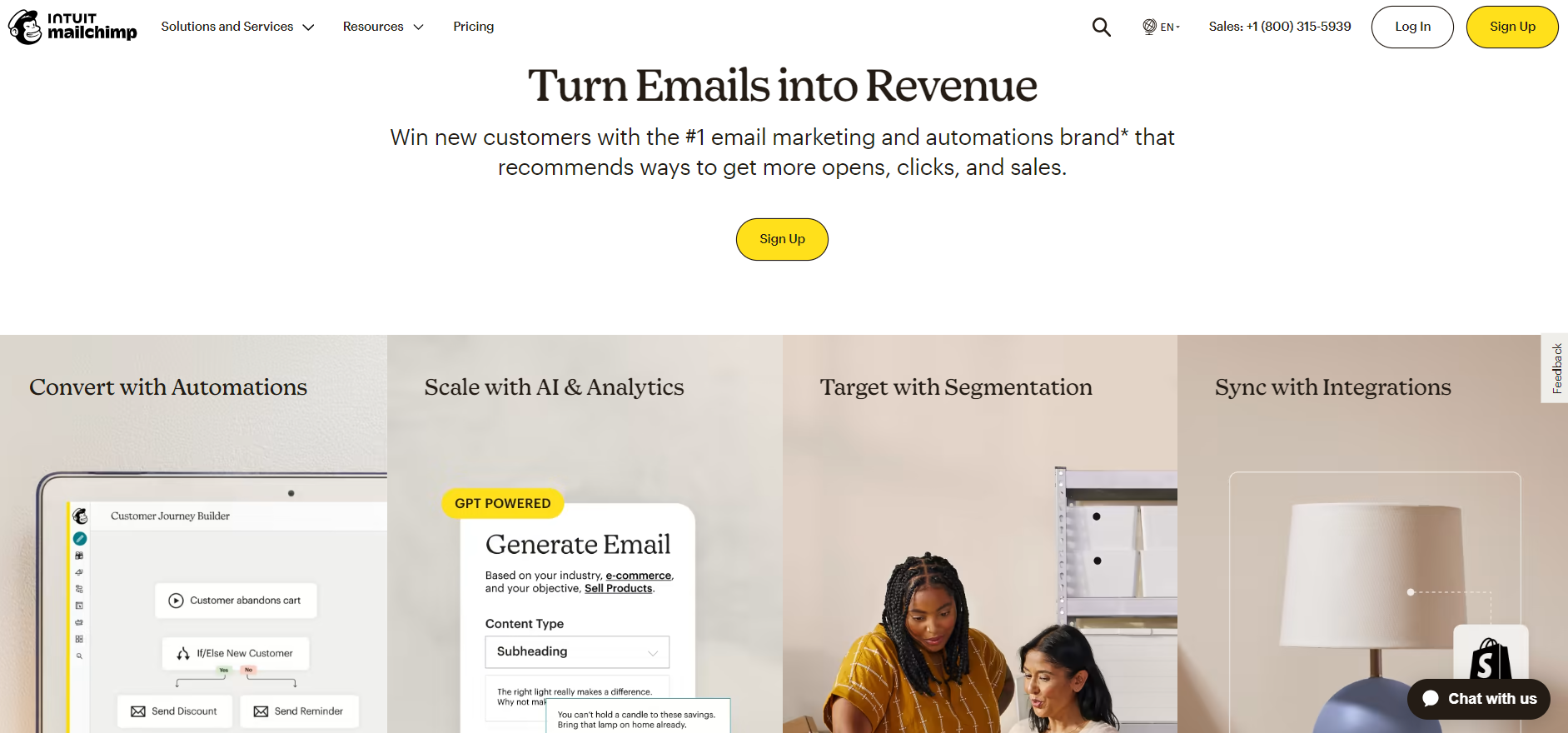 mailchimp homepage