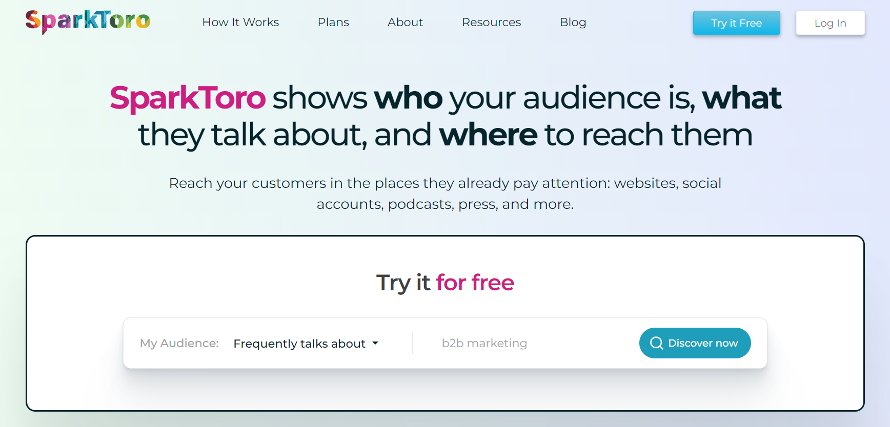 sparktoro homepage