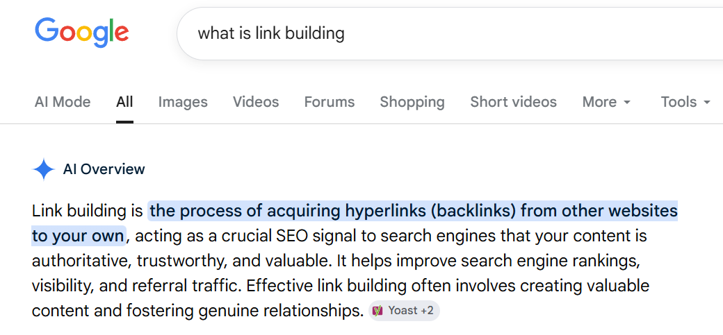 google ai overview for an informational query