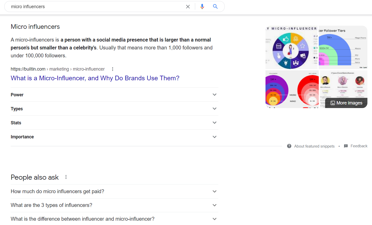 SERP results for micro influencers