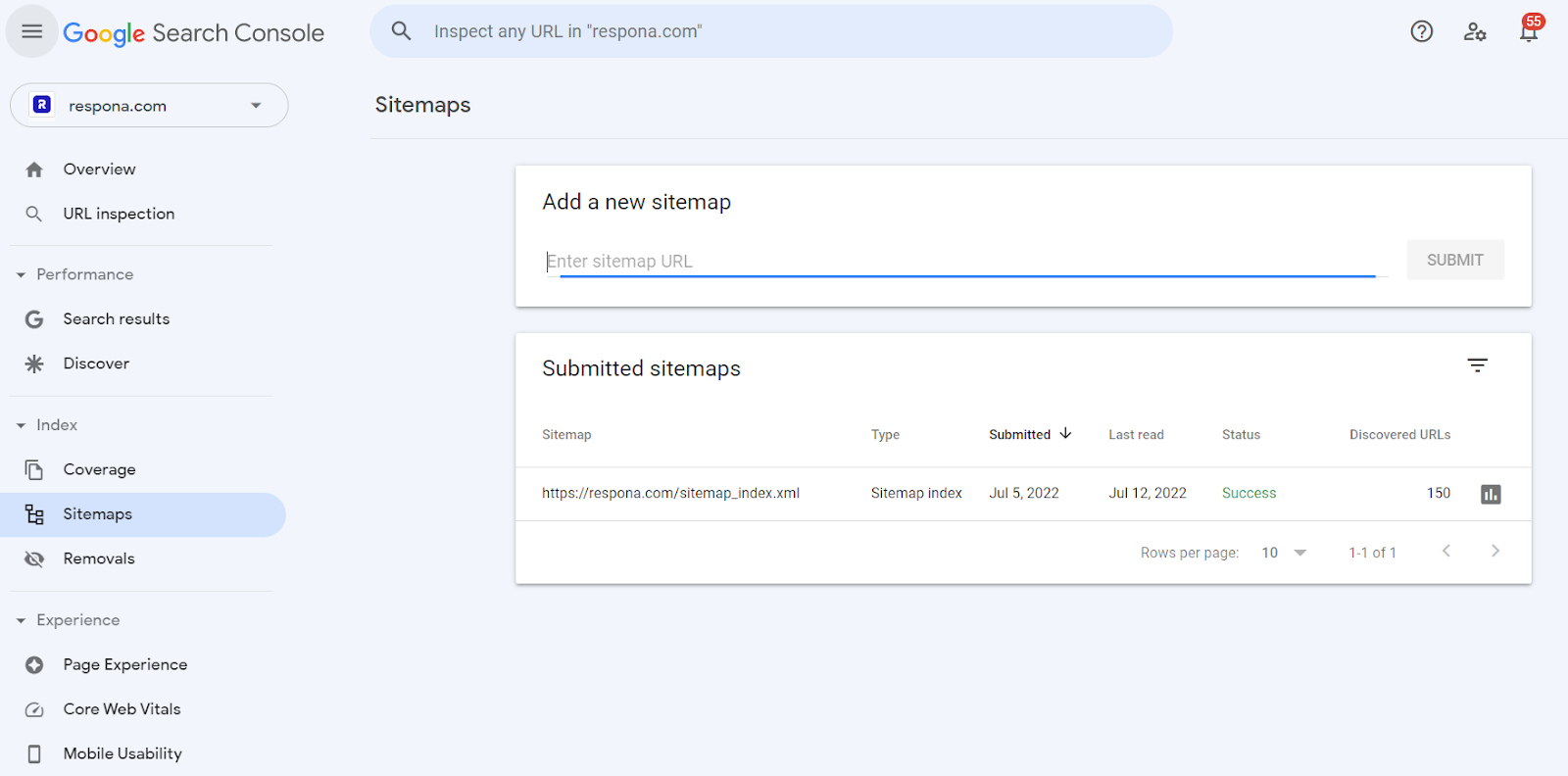 adding a sitemap in GSC