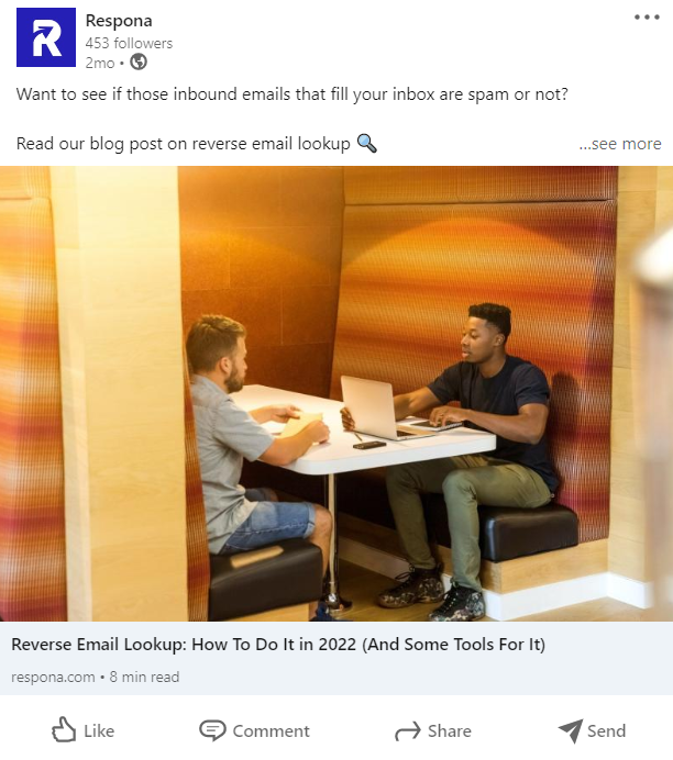 Linkedin blog promotion example