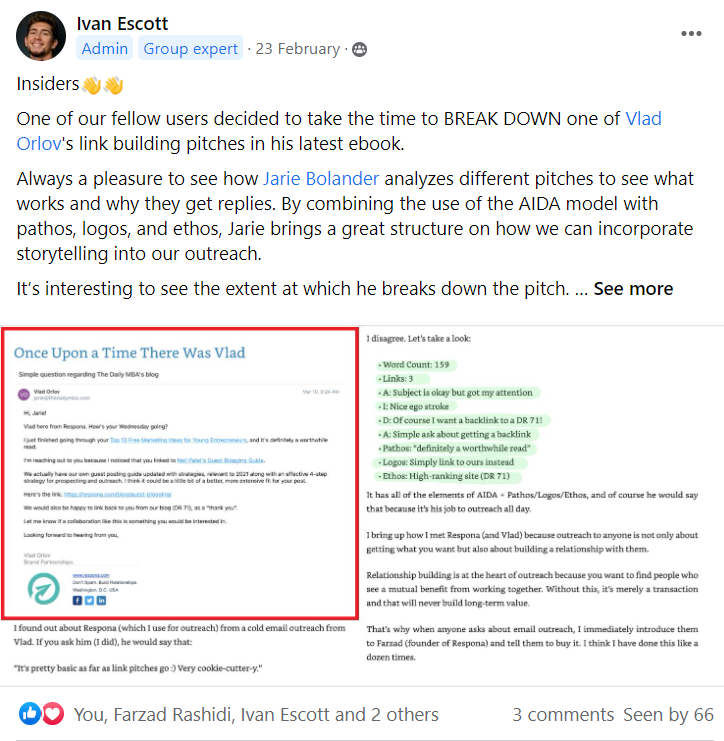 Promoting content in a Facebook group