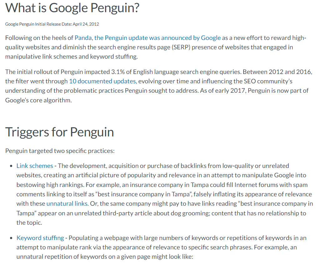 Google Penguin update description